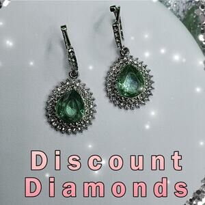 Aquamarine & Clear White Zircon Drop Earrings on 925 Sterling Silver